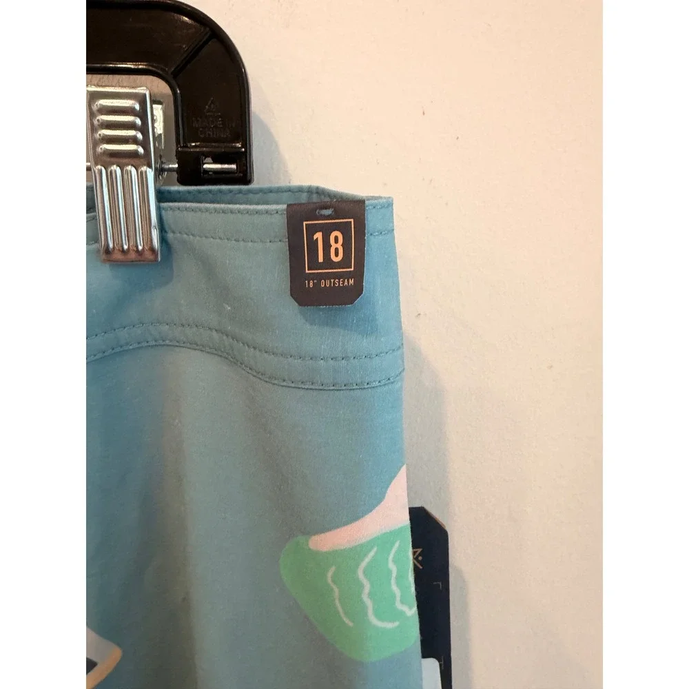 Roark Passage 18 Viaje Boardshorts Mens 36 Hemp Blend Blue Graphic RB405-AGV